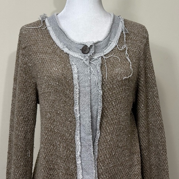 NWOT Pete Cotton Blend Brown Grey Factory Distressed Grunge Wrap Cloak Coat M/L - Picture 6 of 16